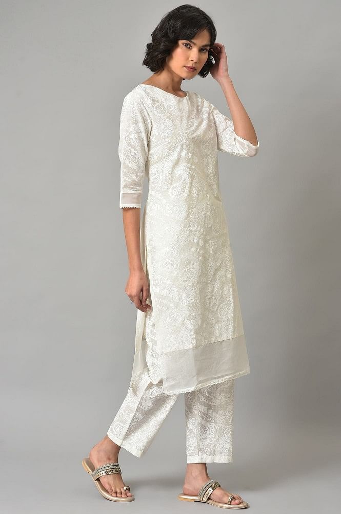Women Cotton Embroidered Straight Fit Kurta Set with Trouser Pant – Mirchi  Fashion
